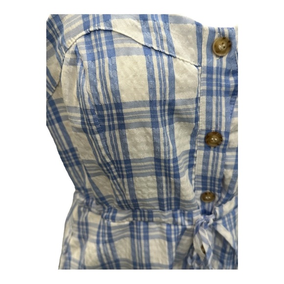 Lulu’s Idyllic Image Blue Plaid burton up mid dress with pockets M - Picture 6 of 12